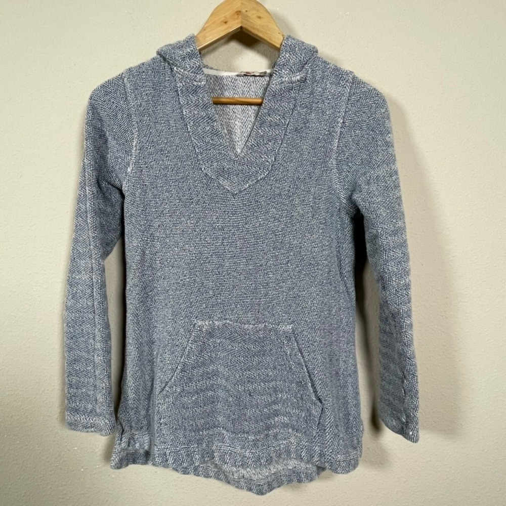 Faherty Whitewater Hoodie Coastal Women‎ XS Blue Textured Knit Organic Cotton